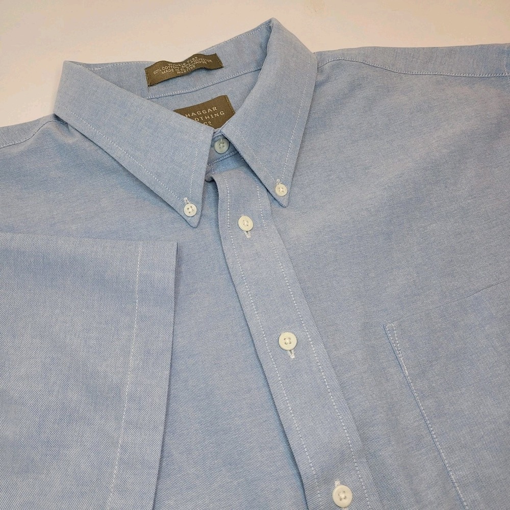 Haggar Clothing‎ Co. Wrinkle Free Oxford Blue Short Sleeve, (XXL) 18